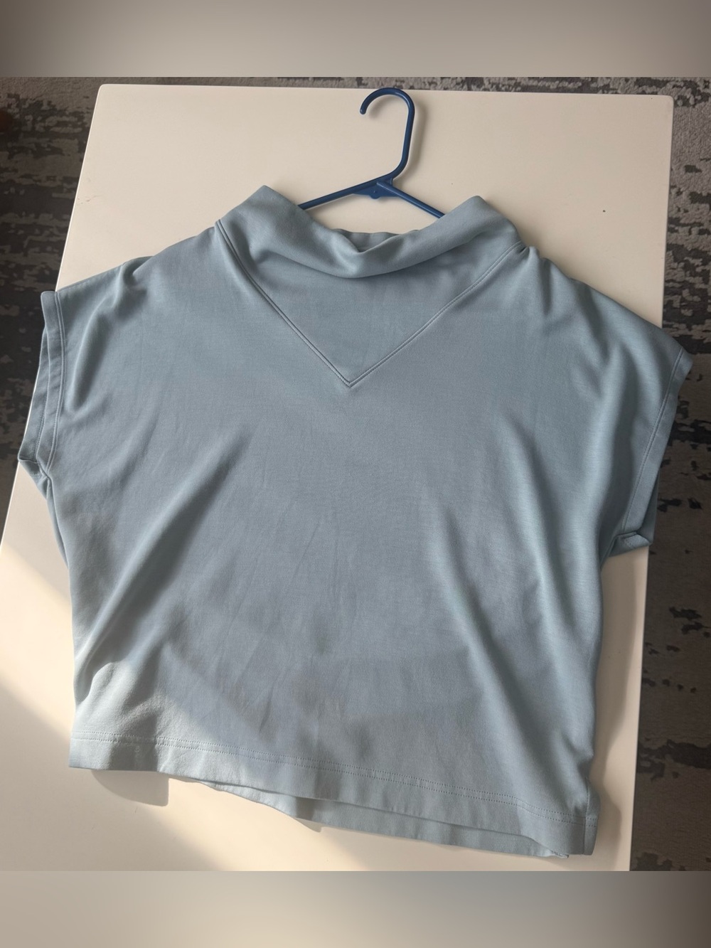 LOFT Light Blue Short Sleeve Mock Neck Crop Top